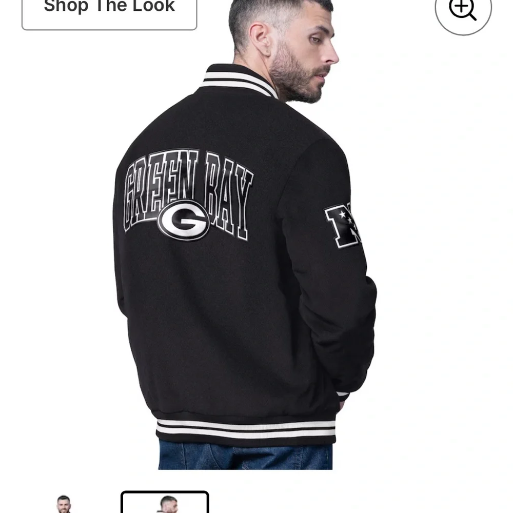 Men's Green Bay Packers Starter Black Blackout Corduroy Full-Snap Varsity Jacket